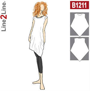 Line2Line snitmønster - B1211 Oversize tunika med asymmetrisk look